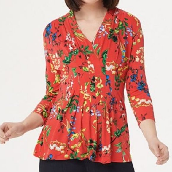 Laurie Felt Tops - Laurie Felt Cinched Front V-Neck Top 3602